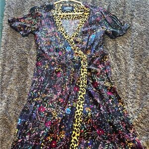 🖤Anthro Maeve Morgan Floral Leopard Midi Dress🐆